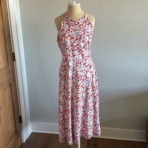Chaps 100% Cotton Floral Halter MIDI Dress Womens XL cottage country Beach